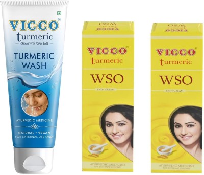 VICCO Turmeric 70g with Wso Skin Cream (15x2)(3 Items in the set)