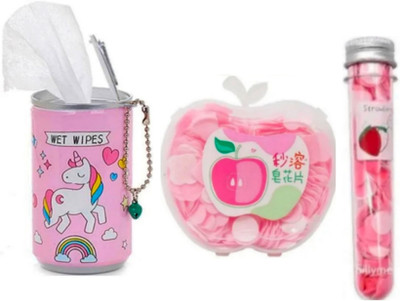 ghorela 1 Apple,1 bottle shape Paper Soap & 1 Mini Wipes pack of 03(1 Items in the set)