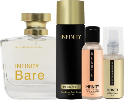 INFINITY Bare Perfume, Musk Noir Deodorant, Beaute Body Wash & Gorgeous Body Mist(4 Items in the set)