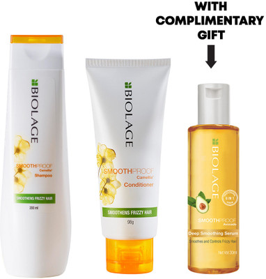 BIOLAGE Smoothproof Shampoo, Conditioner, 72HR Frizz Control, With Free Serum(3 Items in the set)