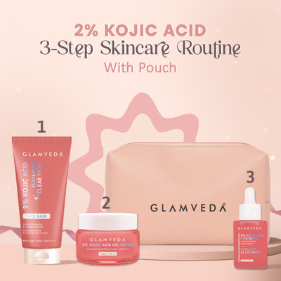 GLAMVEDA Festive Pouch Gift |Face Wash,Face Serum & Gel Cream|Niacinamide & Alpha Arbutin|Remove Dark Spots & Pigmentation(3 Items in the set)
