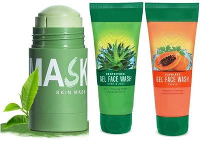 YAWI COMBO FOR SKIN CARE EGGPLANT CLAY STICK MASK AND FACE WASH FOR NEEM & PAPPY FLAVOR(3 Items in the set)