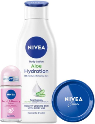 NIVEA Aloe Hyd 75ml Blue Creme 25ml PB Radiance 25ml Roll on(3 Items in the set)