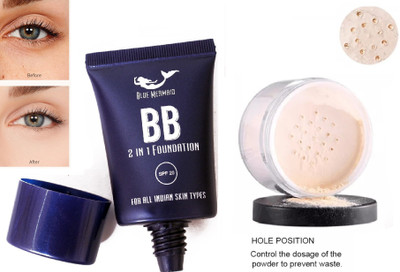 BLUEMERMAID Ultra Fine Matte Loose Powder With BB 2IN1 Foundation(2 Items in the set)