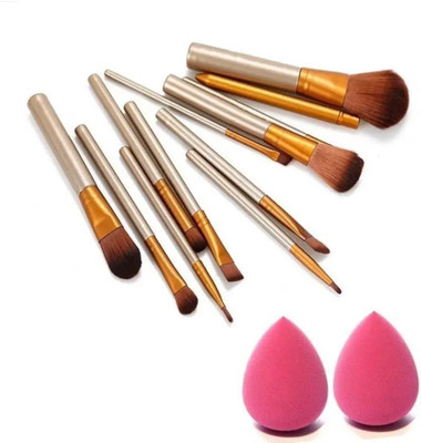 Pro Girl Makeup Brush Set of 12 Or 2 sponge puff(3 Items in the set)