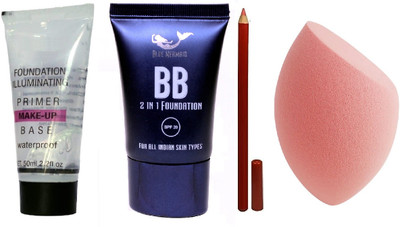 BLUEMERMAID MATTE LOOK FOUNDATION + RED PENCIL + MAKEUP BLENDER + TUBE PRIMER COMBO(4 Items in the set)