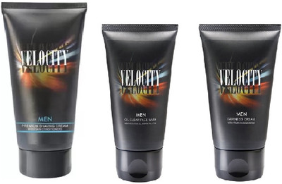 Modicare VELOCITY MEN FAIRNESS CREAM 50G & FACE WASH 50G & SHAVING CREAM 70G COMBO(3 Items in the set)