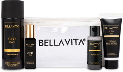 Bella vita organic CEO Man Travel Minis Kit|With Woody, Citrus & Aromotic Notes|(4 Items in the set)