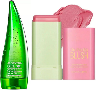 ghorela 1 Cream Blush Stick + 1 Aloe Vera Face Wash (Pack of 2)(1 Items in the set)