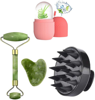 Piru Beauty Essentials Combo – Jade Face Roller, Ice Roller & Scalp Massager (Pack of 3)(3 Items in the set)