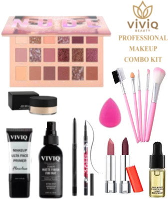 VIVIQ Eye Shadow Palette|Makeup Fixers|Eyeliner(15 Items in the set)