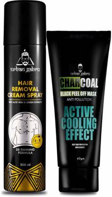 urbangabru Hair Removal Cream Spray (200 ML) + Peel Off Mask (60 Gram) - Skin Care Combo Kit