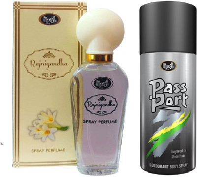 MONET 1 RAJNIGANDHA PERFUME 30ML & 1 PASSPORT DEODORANT 150ML ,PACK OF 2.(2 Items in the set)