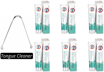 Rastic Assure Tongue Cleaner With Dent Neem 6 Paste(7 Items in the set)