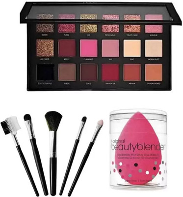 Jus’Be U Rose Gold Edition Eyeshadow Palette 5 Pcs Makeup Brushes Set + Me Now Blender Puff Spnges(7 Items in the set) Jus’Be U Rose Gold Edition Eyeshadow Palette 5 Pcs Makeup Brushes Set + Me Now Blender Puff Spnges(7 Items in the set)