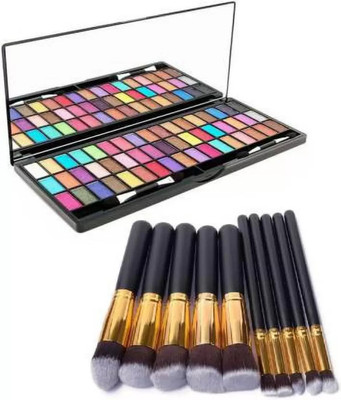 SHEFFO makeup kit combo of 51color eyeshadpw with 10pc black brush(11 Items in the set)