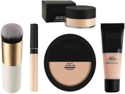 mkldsrh waterproof concealer with compact powder & foundation with loose powder & foundation brush for face make up kit(4 Items in the set)