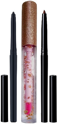 nn color change lip gloss with new black with brown kajal pack of 3(3 Items in the set)