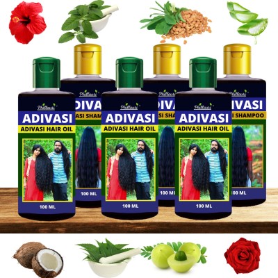 Phillauri Adivasi Natural Herbal Damage Repair Combo Hair Oil (100ml) + Hair Shampoo (100ml)(6 Items in the set)