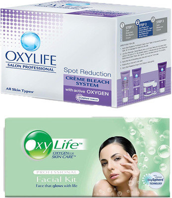 Oxylife Oxygen Professional Facial Kit 285gm & Spot Reduction Crème Bleach 345gm(2 Items in the set)