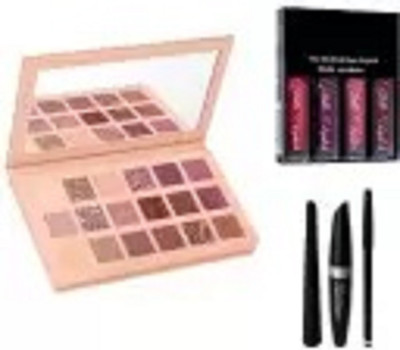 wryak Professional Nuda Eyeshadow & Red Edition Mini matte lipstic & Eyeliner Maskara Eyebrow pencil (3 Items in the set)(3 Items in the set)