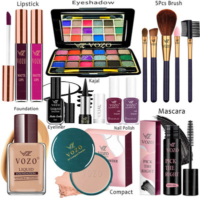 VOZO Makeup Combo Kit One-stop Beauty Package for Beginners and Professionals KT-221(15 Items in the set)