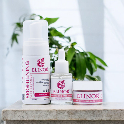 ELINOR Brightening and White Skin Dark Spots Reduction,Serum, cream, face Cleanser Set of 3(3 Items in the set)