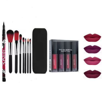 Mehaay cosmetics Waterproof Liquid Matte Mini Lipstick Combo Pack Of 4:: Sponge 4 :: Pro concealer 1 Pc orange(9 Items in the set)