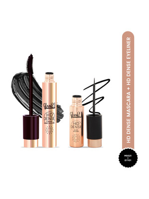 Glam21 HD Dense Mascara + Black Eyeliner Combo Pack Smudge & Waterproof Stay Upto 12Hrs(2 Items in the set)