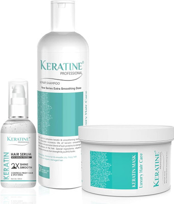 KERATINE PROFESSIONAL Sulphate free Smooth Shampoo, Serum & Mask | for Dry & Frizzy hair(3 Items in the set)