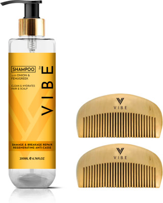VIBE All-In-One Shampoo and 2 Comb Combo for Men and Women(3 Items in the set)