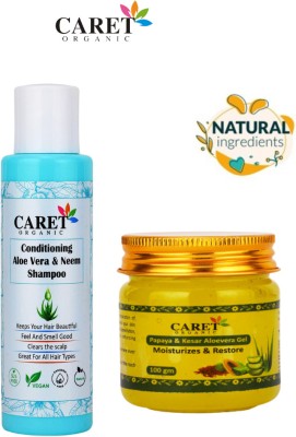 Caret Organic Neem Aloe Vera Shampoo And Aloevera Papaya & Kesar Gel - Sulfate Free-Sls Free(2 Items in the set)