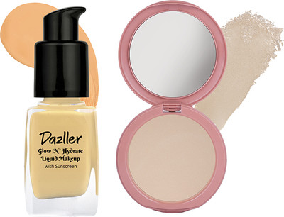 Dazller Face Combi Pack (Bamboo) : Moisturizing Liquid Makeup, 27mL + Classique Compact Powder , 9g(2 Items in the set)