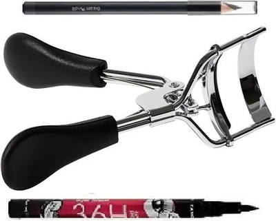 Elecsera Eyelash Curler & 36H Deep Deep Eyebrow Pencil Black Liquid Eyeliner Professional Set of 3 Makeup(3 Items in the set)