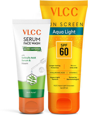VLCC Salicylic Acid Serum & Neem Facewash With SPF 60 Aqua Light Sunscreen(2 Items in the set)