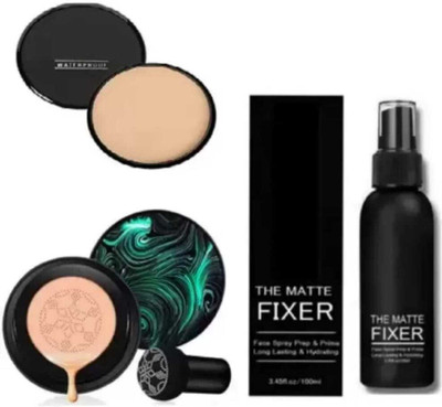 mkldsrh sunisha Mushroom head air cushion cc cream Moisturizing Foundation Brightening Cream Whitening & makeup fixer & compact powder(3 Items in the set)