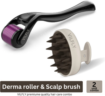 VILFLY Advance Derm Roller with scalp brush ( perfact hair care combo ) Hair Regrowth(2 Items in the set)