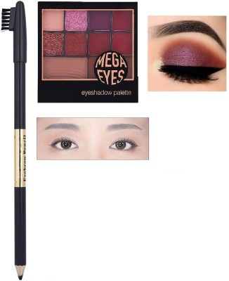 Emijun Eyebrow Pencil with Brush and mega eye shadow(2 Items in the set)