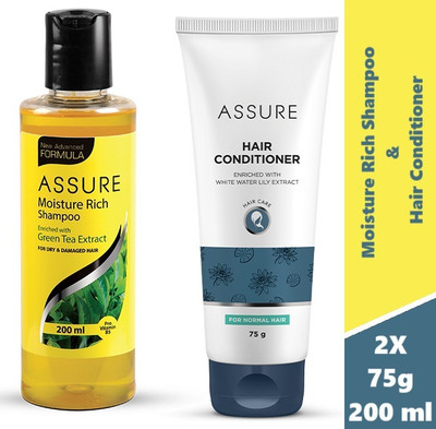 ASSURE _Moisture Rich Shampoo (enriched with Green tea Extract) 200ml & Hair Conditioner 75g(2 Items in the set)