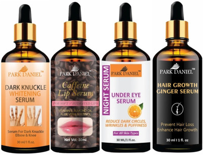 PARK DANIEL Dark Knuckle Whitening & Caffeine Lip & Under Eye & Hair Growth Serum (Each, 30ml)(4 Items in the set)