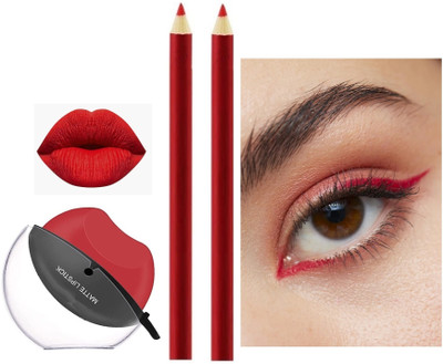 Libline APPLE SHAPE LISTICK & LONG LASTING RED LIP LINER(3 Items in the set)