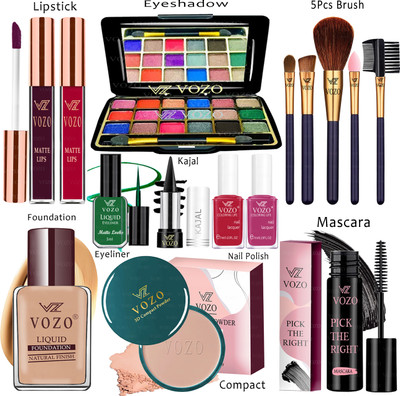 VOZO Makeup Combo Sets One-stop Beauty Package for Beginners and Professionals KT-83(15 Items in the set)