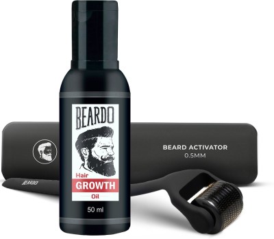 BEARDO Beard Booster Combo | Beard Activator 0.5mm | Beard Hair Growth Oil 50 ml  (2 Items in the set)