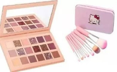 wryak Eyeshadow 18 Colours EDITION Palette 18 g (Multicolour) with a set of 7 makeup brush with storage box(8 Items in the set)