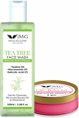 MEGA GLOW Face wash & Lip Balm for Glowing Skin Combo (Set of 3)(2 Items in the set)