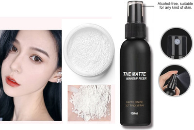 Aylily BEST WHITENING LOOSE WHITE COMPACT POWDER WITH MAKE UP SETTING FIXER SET(2 Items in the set)