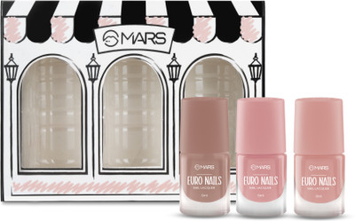 MARS EURO Nail Lacquer |Glossy Gel Finish |Chip Free |Quick Drying Formula (6 ml x 3)(3 Items in the set)