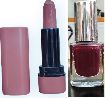 Luipui DARK RED NAIL POLISH AND LIGHT PACK OF 2 PURPLE LIPSTICK(1 Items in the set)