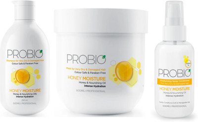 Godrej Professional Probio Honey Moisture Shampoo with Mask and Leave In Conditioner(3 Items in the set)