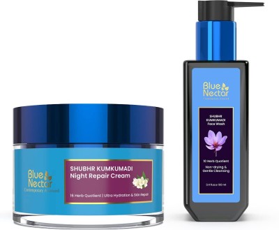 Blue Nectar Kumkumadi Night Repair Cream for Women and Kumkumadi Face Wash 100 ml(2 Items in the set)